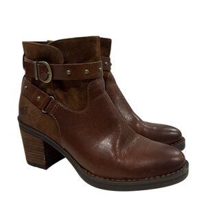 New Born Concept Ankle Boots Womens Sz 8.5 Brown Leather Side Zip